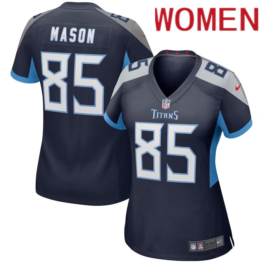 Women Tennessee Titans 85 Derrick Mason Nike Navy Game Retired Player NFL Jersey